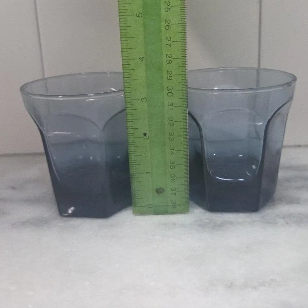 Anchor Hocking Courtney‎ Dark Blue Rocks Glasses, Set of 2, VTG Lowball Tumblers